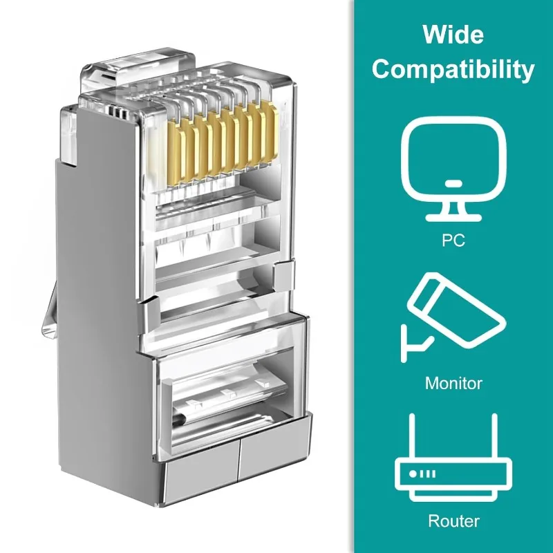 Ethernet Cable Connector Plug Cover RJ45 Cat6 Cat5e Connectors Ethernet Pass Through Plugs Protective Sleeve Cable Protectors