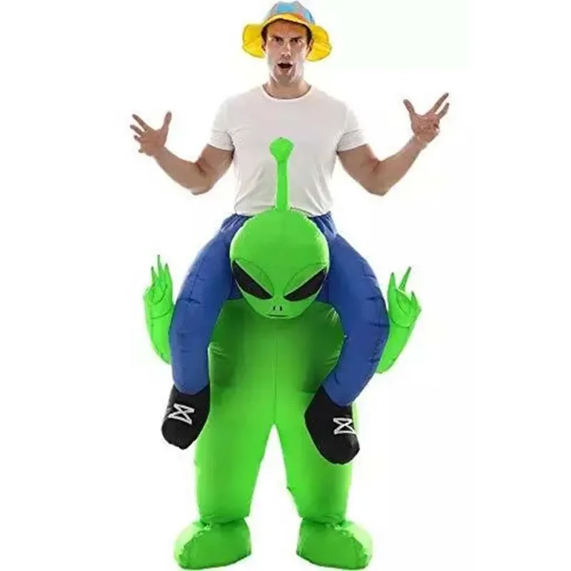 2025 فستان الهالوين دعائم محاكاة ساخرة بدلة غريبة قابلة للنفخ نفس شبح عناق بدلة شبح خضراء أزياء المهرجان #1