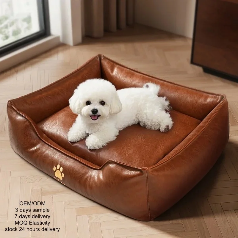 

All-season Rectangle Leather Dog Bed & Cat Cave Sofa Eco-Friendly Washable Modern Design Small Dog Bed Solid Color Wholesale