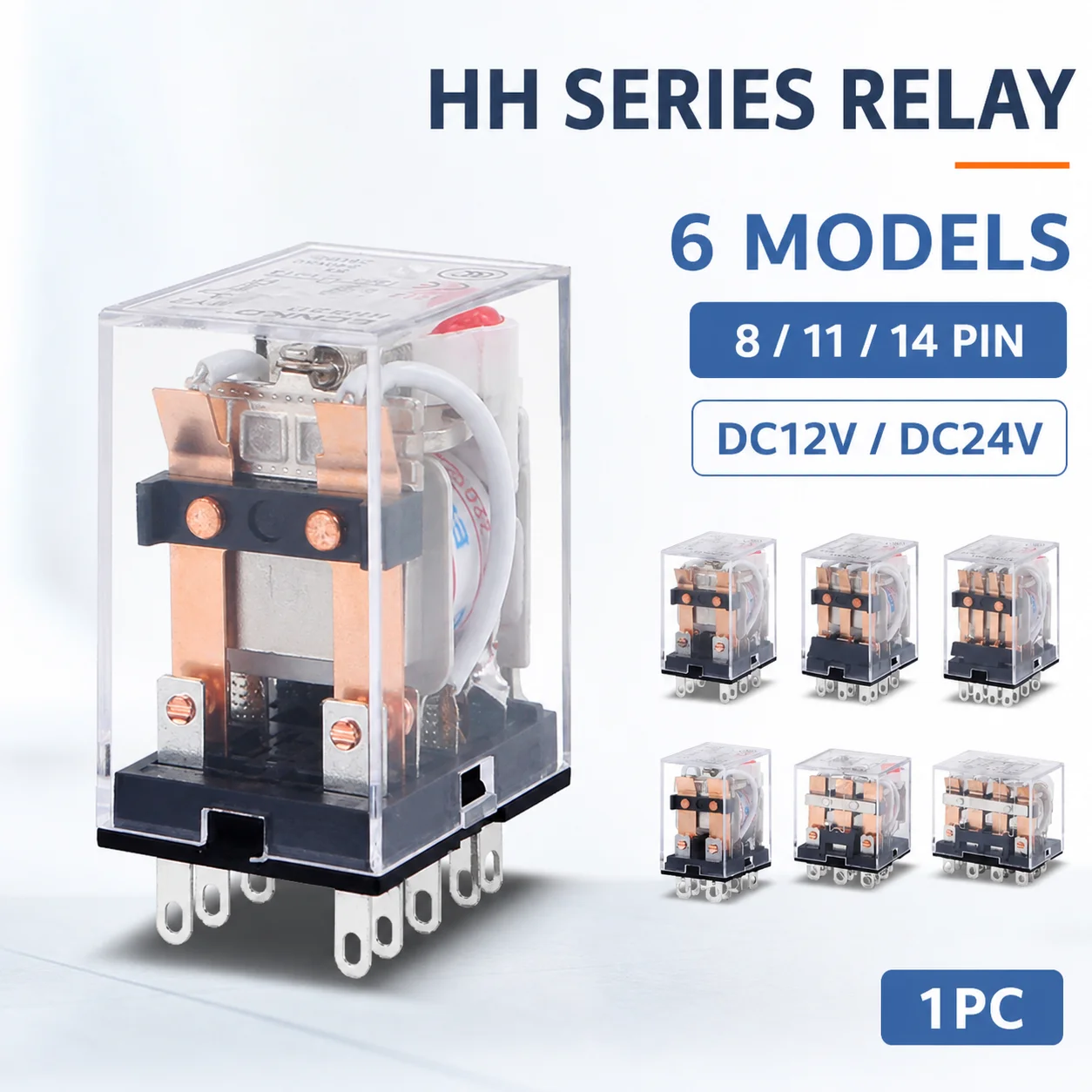 HH52P HH53P HH54P HH62P HH63P HH64P Intermediate Relay DC12V DC24V 8 11 14 Pin LED Indicator for Control Panel Automation