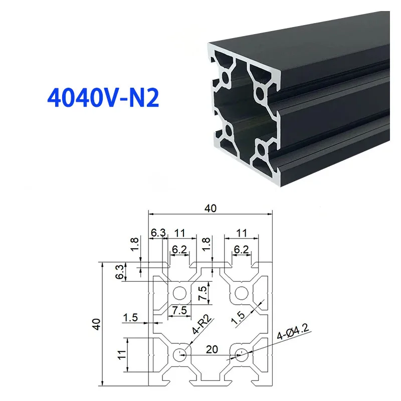 2020 2020N1 2040 2040N1 2060 2080 4040 4080 20100 V-Slot Aluminum Profile Black EU Standard 100mm-550mm 3D Printer CNC DIY Frame