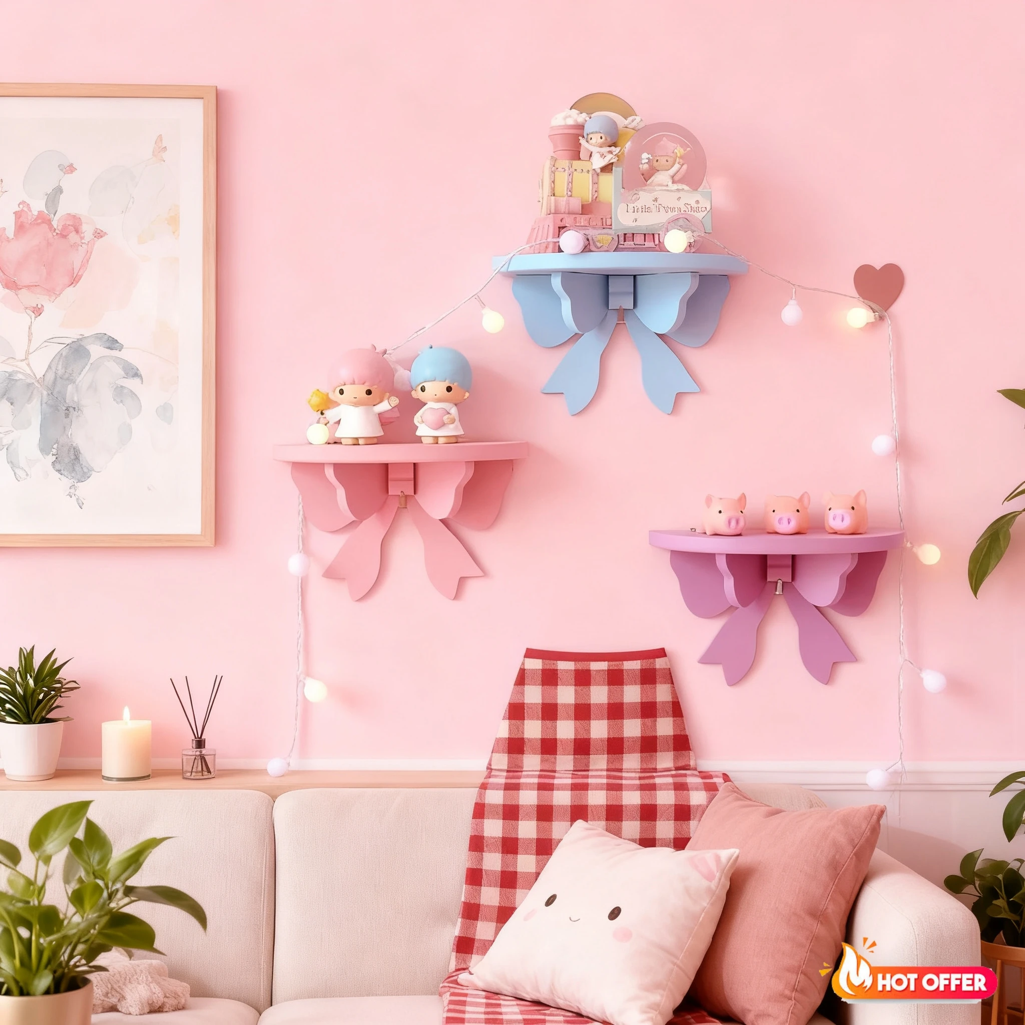 Dekorative Regale Mädchenzimmer Organizer Halter Rosa Wandregal Dekor Rahmen Bögen Dekoration Holz Lagerregal Holz