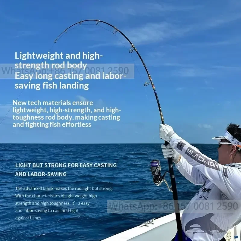 ZGLY ECOODA GT-Fisher Rainbow Three-Section Portable Popping Rod 87cm Collapsed Length Hard Action for Deep-Sea Boat Fishing