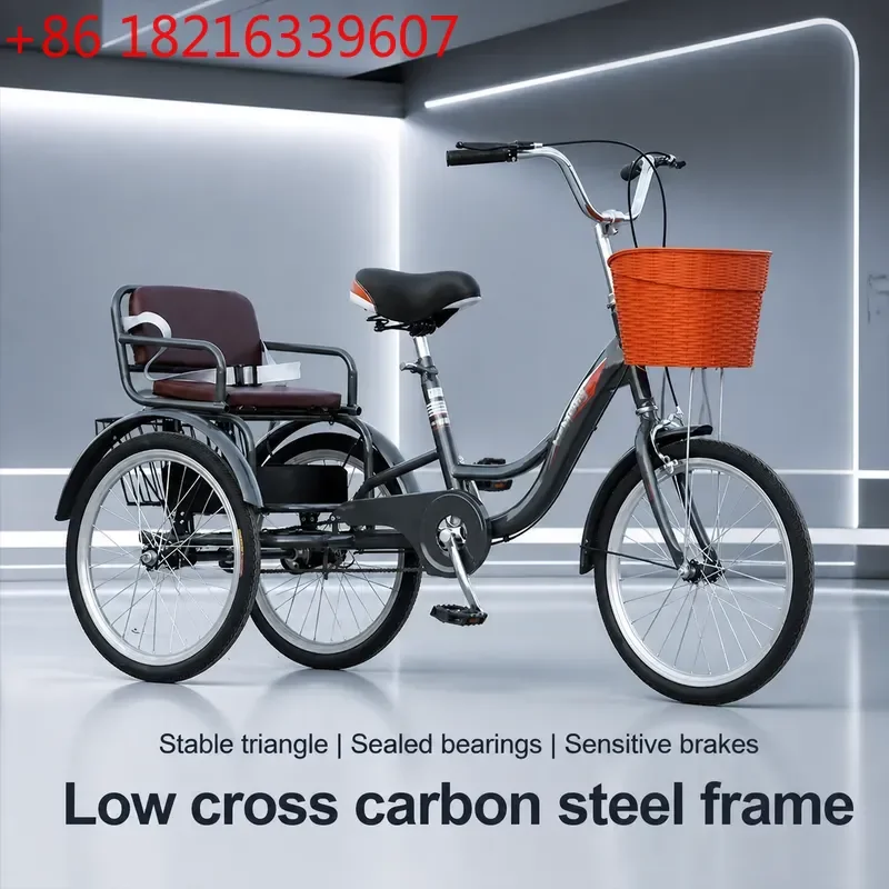 New Elderly Tricycle Rickshaw Scooter Pedal Double Bicycle for Adults