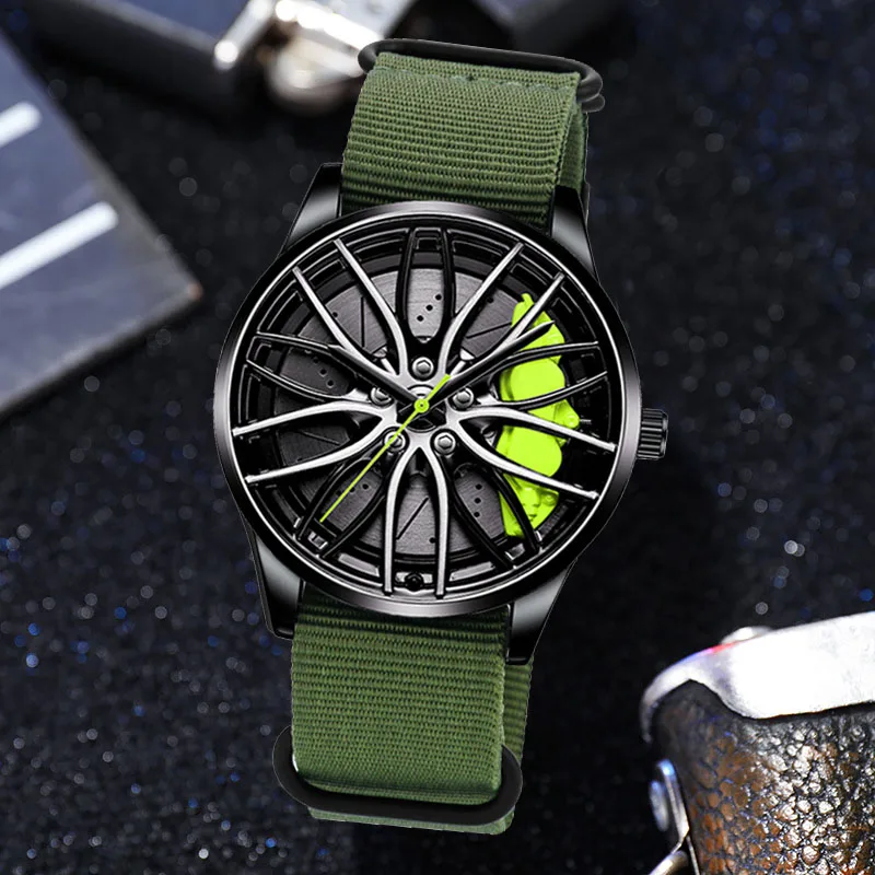 Brand Sports Male Hollow Out Design Watch Bracelet Nylon Military Analog Quartz Watch Men for BMW Wheel Caliper Men Watch