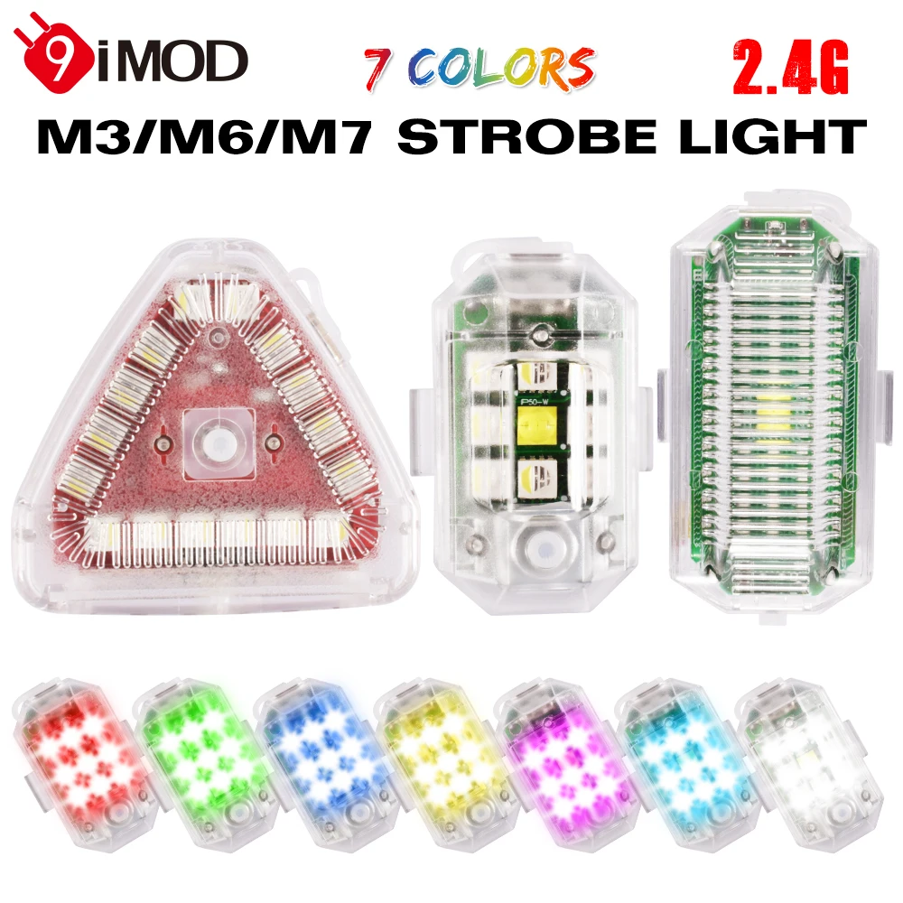 9IMOD M3/M6/M7 Bright Strobe Light Wireless 2.4G 7-Color Waterproof LED Multi-purpose For UAV Car Bike Locomotive Tent Outdoor