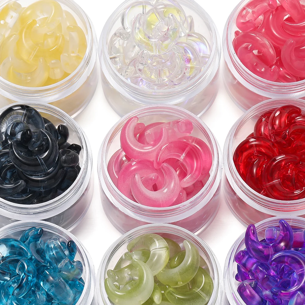 10pcslot Trendy Moon Shape Lampwork Glass Bead Clear Czech Crystal Beads for Jewelry Making Supplies DIY Charms Bracelets view 5