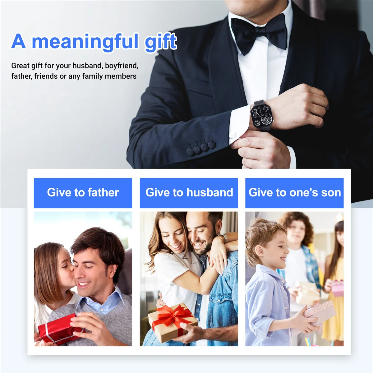 ساعة يد كوارتز مزدوجة المنطقة الزمنية للرجال من CGS مع بوصلة