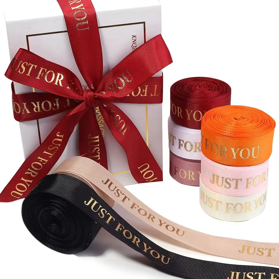 

10 ярдов/лот, лента для упаковки подарков JUST FOR YOU, красочная полиэстеровая лента, лента для самостоятельного изготовления бантов, для украшения свадеб, дней рождения и вечеринок