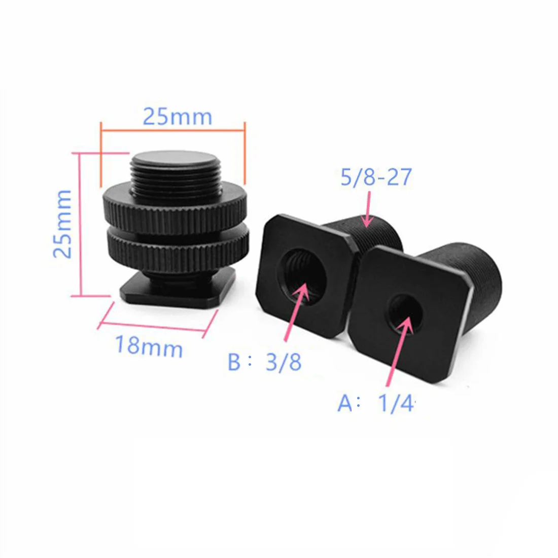 Single Double Nuts Cold Shoe Mount 3/8 1/4 5/8 Screw Bracket Stand Holder for GoPro Action Camera DSLR Photo Studio Flash Tripod