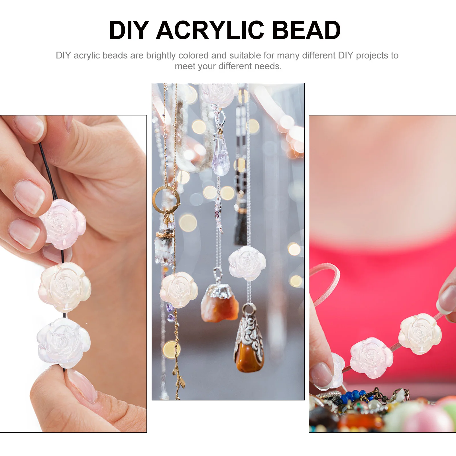 

100Pcs Acrylic Loose Beads Butterfly Flower Hair Accessories DIY Necklace Crafts