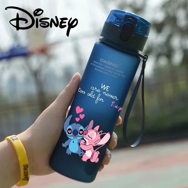 Disney Stitch Large Capacity Water Cup 560ML Anime Cartoon Stich Portable Plastic Water Bottles Drinking Water Cup Student Gifts