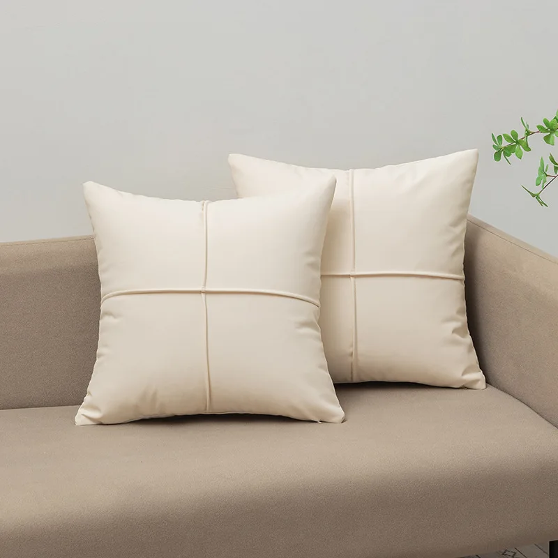 Modern Simple Pure Color Leatherette Living Room Sofa Pillow Technology Cloth Backrest Cushion Bedroom Window  Home Decor