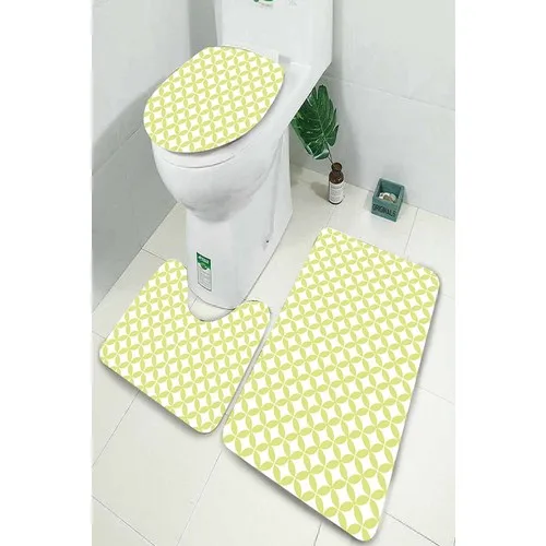 Inca Carpet Antibacterial Washable Non-Slip Dot Sole 3'lü Toilet Seat Pad (60CM x 100CM - 55CM x 60CM - 47CM x 50CM) İNKZ6068