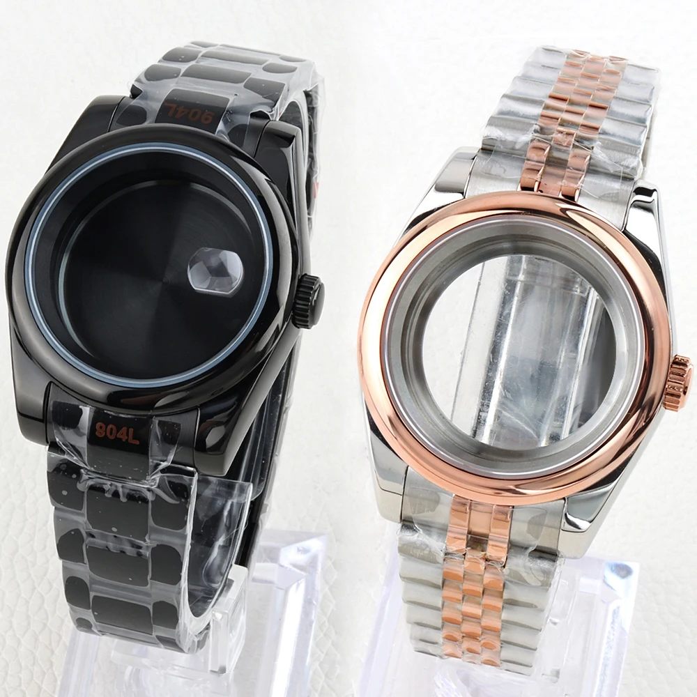 36mm-39mm-デイトジャスト用腕時計ケース-nh35-nh36ムーブメント対応-10atm防水-サファイアガラス-ステンレススチール-オイスター-ジュビリーブレスレット