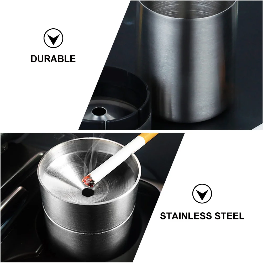 

Car Cigarette Ashtray with Lid Holder Smoker Stainless Steel Practical Funnel Design