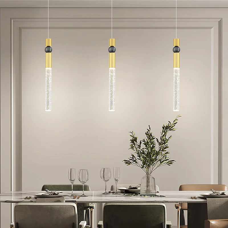 SOURA Modern Crystal Pendant Lamp Gold LED Chandelier for Kitchen Island Bar Living Dining Room