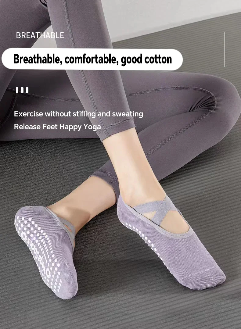 Summer Pilates Socks Anti-Slip Breathable Bandage Yoga Socks Women Ankle Ladies Ballet Dance Sports Socks for Fitness Gym