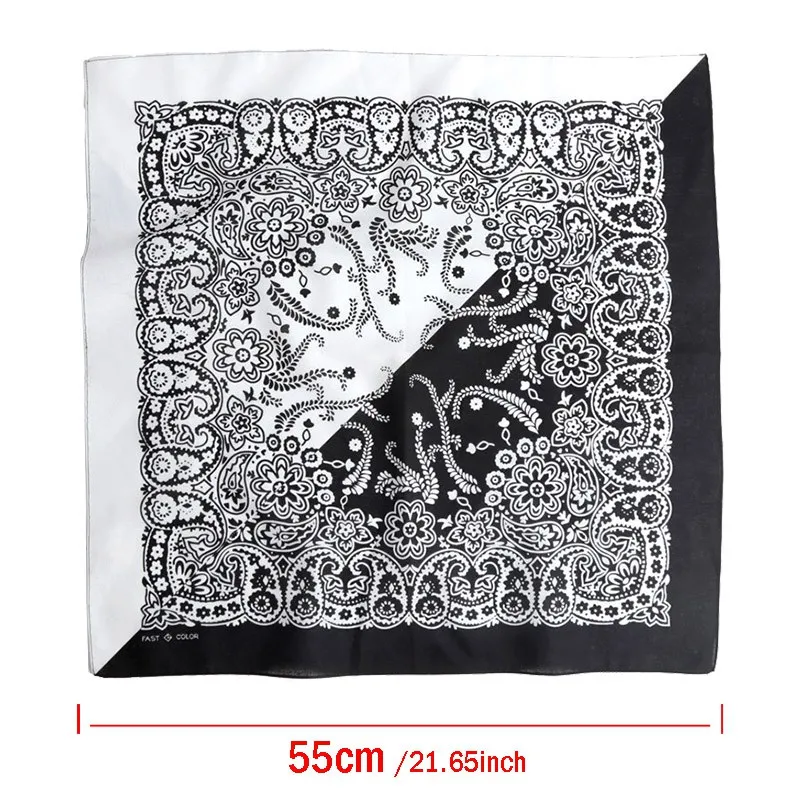 Unisex High Quality Cotton Black Design Hip Hop Bandana Headwear Square Scarf Paisley Scarves Headband Printed For Women/Men