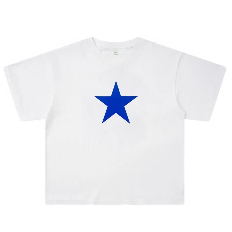 Kanye West Retro Streetwear Two‑sided Printed Tee Tops Red Star Face‑mask Graphic KANYE WEST Short‑sleeve Shirt
