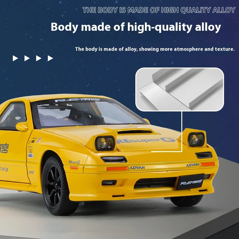 1:24 Mazda RX7-FC Grande Modello di Auto Ornamento Simulazione Auto In Lega Auto Giocattolo Per Bambini Auto Sportiva Collezione Genuino Ragazzo Regalo
