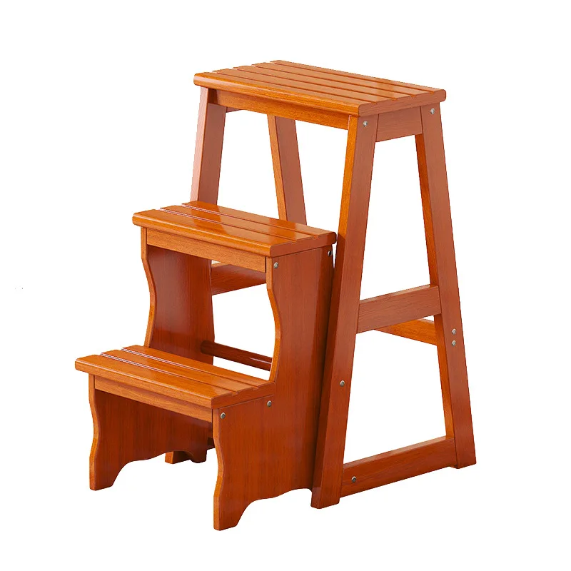 Ladder stool household foldable stool all solid wood dual-purpose stool multi-functional chair [factory direct sales] one piece