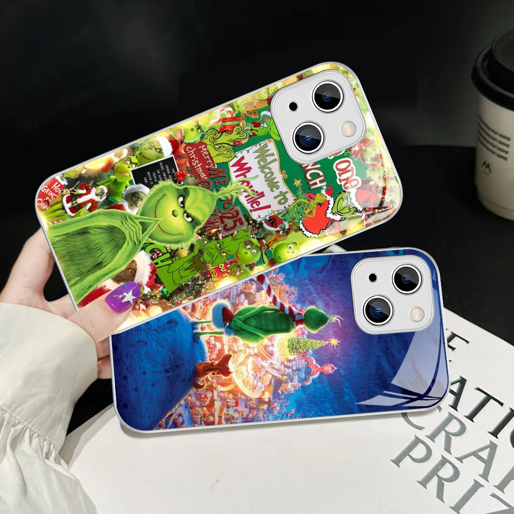 C-Christmas G-Green M-Monsters Phone Case For IPhone 14 13 12 Mini 11 Pro XS Max X XR 14 Plus Tempered Glass Cover