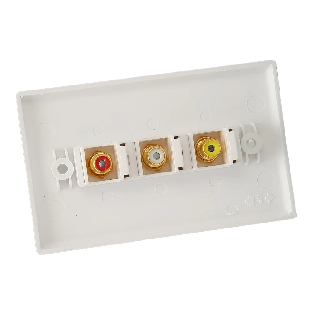 Multipurpose 3RCA Wall Plate Gold Plated Corrosion Resistant 3RCA Female Connector Wall Plate 1080P