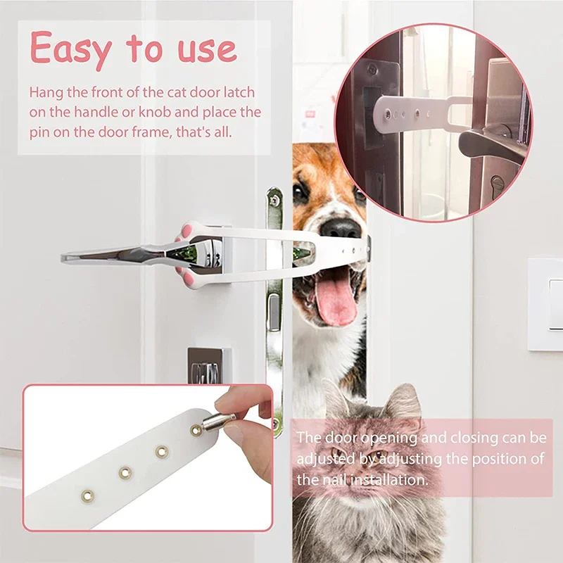 Pet Cat Door Holder Latch Prevents Dogs From Entering Plastic Adjustable Elastic Gate Lock Flex Latch Strap Keep Dog Out