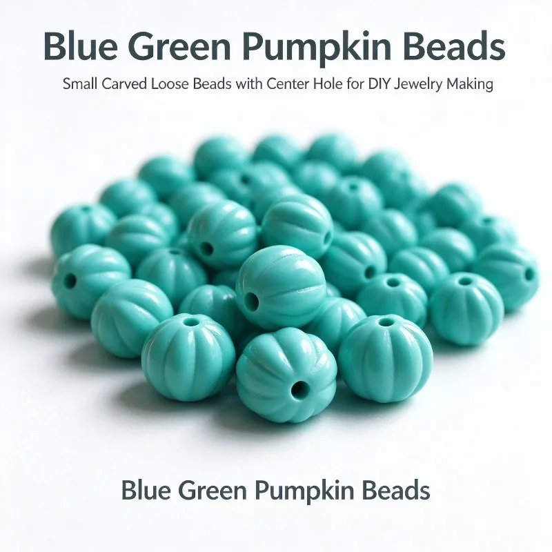 100Pcs Magnesite Imitation Turquoise Pumpkin Beads Carved Melon Shaped Loose Beads DIY Bracelet Jewelry Making Accessories