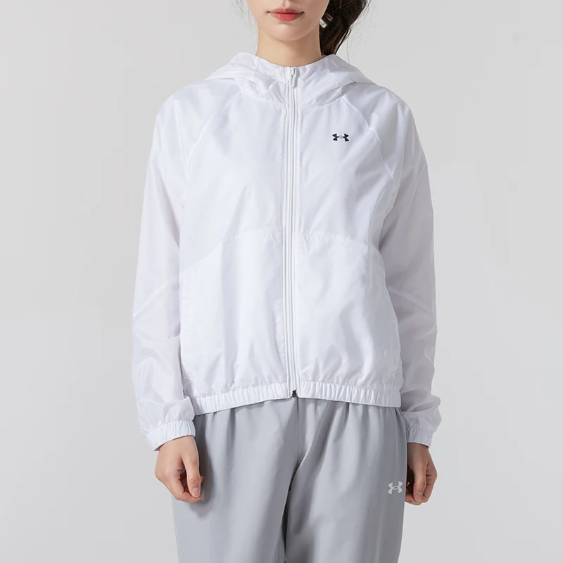 

Женские спортивные топы Under Armour, модные куртки с капюшоном, ветровки, куртки для бега и фитнеса 1382698-100