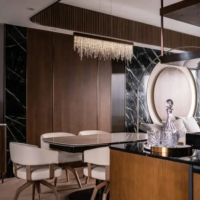 

Скандинавская роскошная прямоугольная хрустальная люстра с золотым, черным и хромированным покрытием для кухонного острова, столовой, светодиодный светильник для интерьера, декоративное освещение