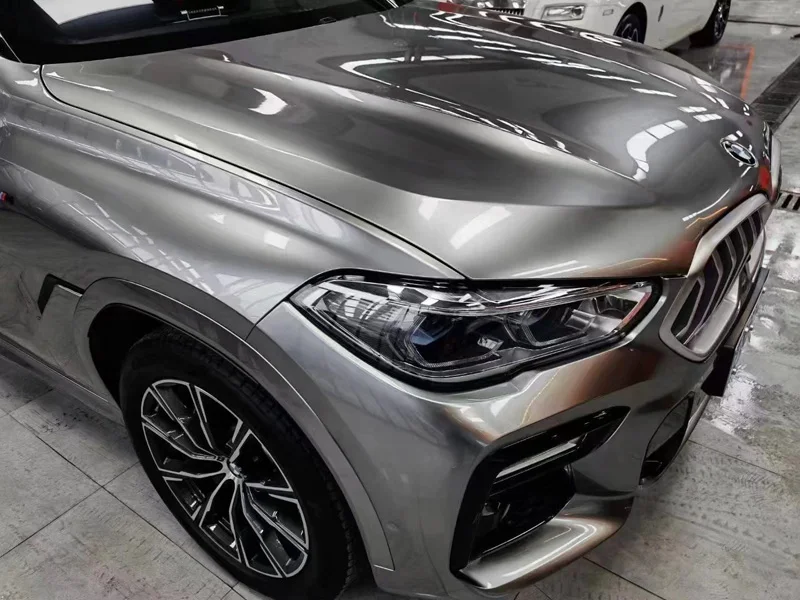 

Premium Glossy Liquid Metallic Silver Vinyl Wrap Film Adhesive DIY Car Sticker Wrapping Sheet 1.52x18m 5x59ft