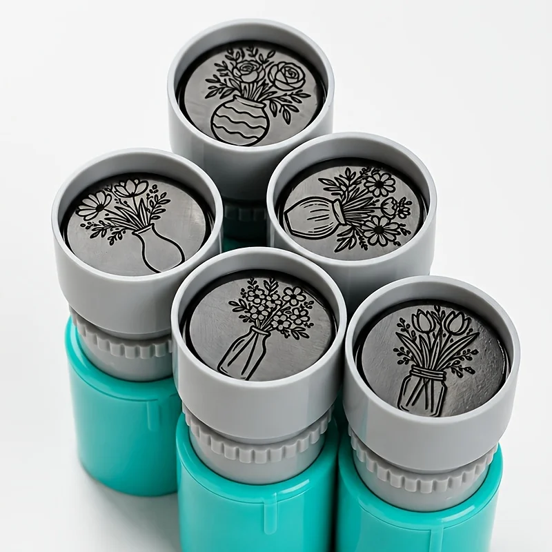 1 pre printed plant vase photosensitive seal, flower pot flower design, suitable for diary decoration