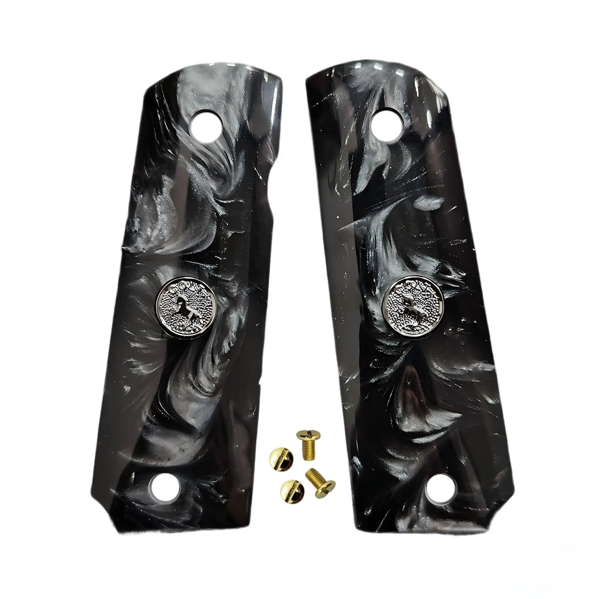 

Рукоятки 1911 Full Size, черные с серебряным медальоном в стиле Colt, подходят для Colt, Kimber, Springfield, Remington, Rock Island, Government Commander