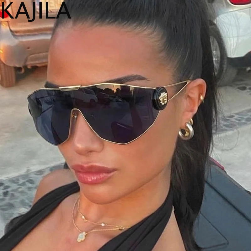 

Oversized Wrap Around Mask Sunglasses Women 2025 Luxury Brand Vintage One-Piece Goggle Windproof Punk Shades Shield Sun Glasses