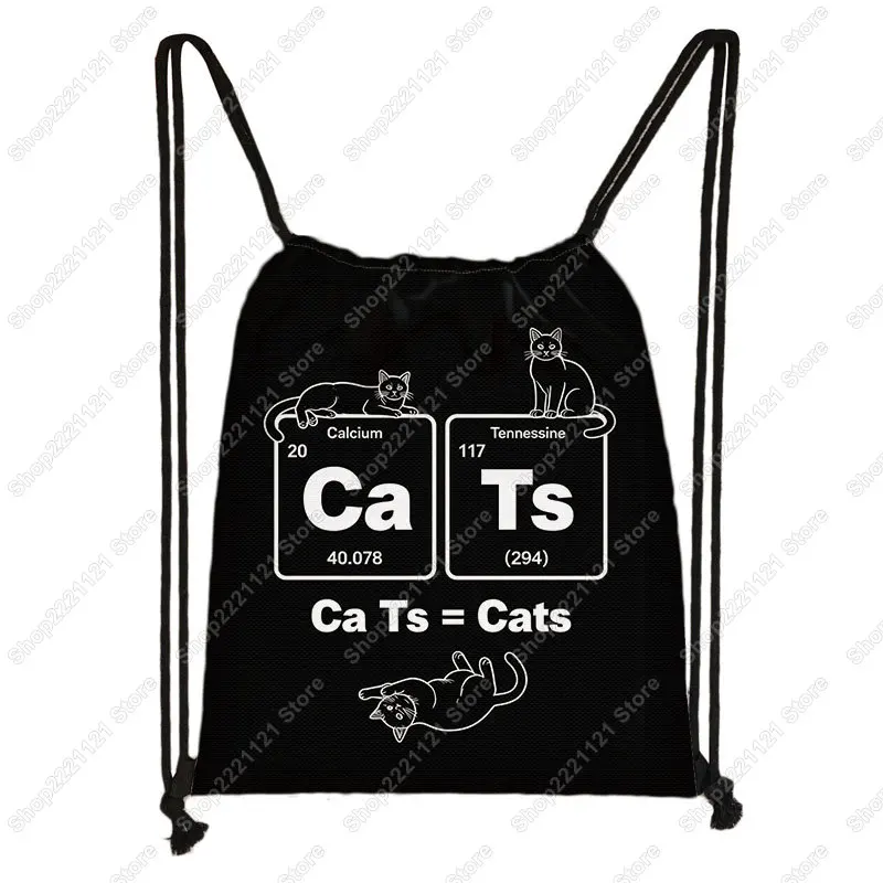Elements Humor Backpack Periodic Table Drawstring Bags Outdoor Gym Storage Bag for Travel Chemistry Geek Bookbag Shoes Holder