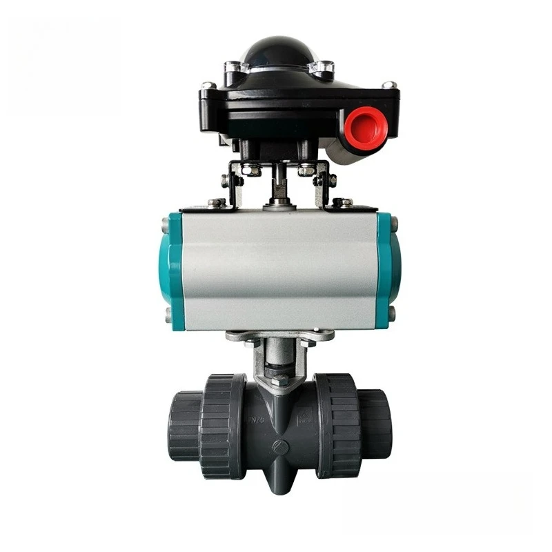 Pneumatic plastic ball valve straight-through socket connection double-operated ball valve pneumatic
