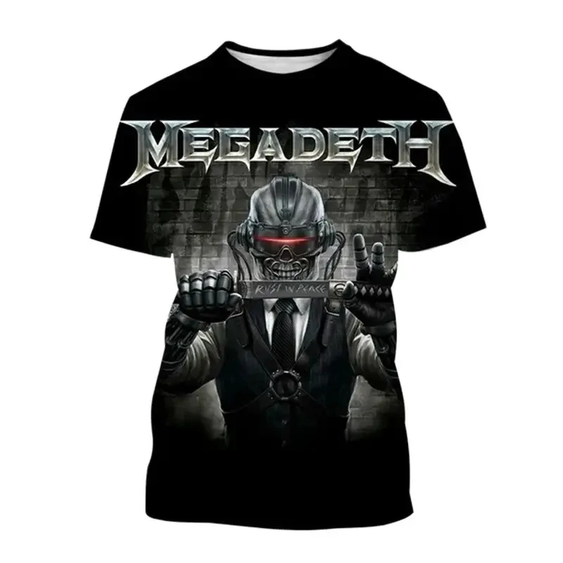 Megadeth 3D Printing Fashion T-shirt Summer Men Ladies Popular T Shirts Hip Hop Style Short Sleeves Men Woman Vintage Tops