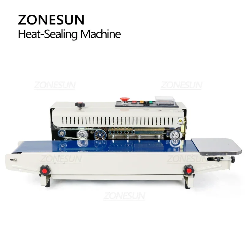 ZONESUN FR-900 Máquina automática de sellado de película continua, máquina de paquete de bolsas de plástico, sellador de banda de alimentos expandido