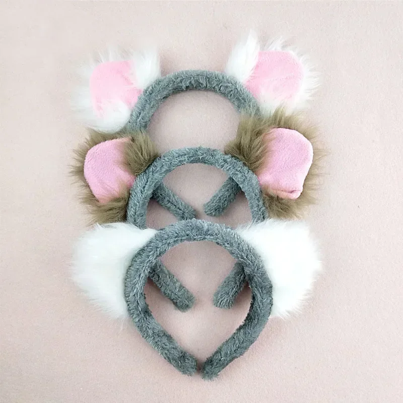 Adults Kids Plush Cartoon Koala Ear Headband Gift  Hairband  Birthday Party Cosplay Costume Christmas Halloween Headwear