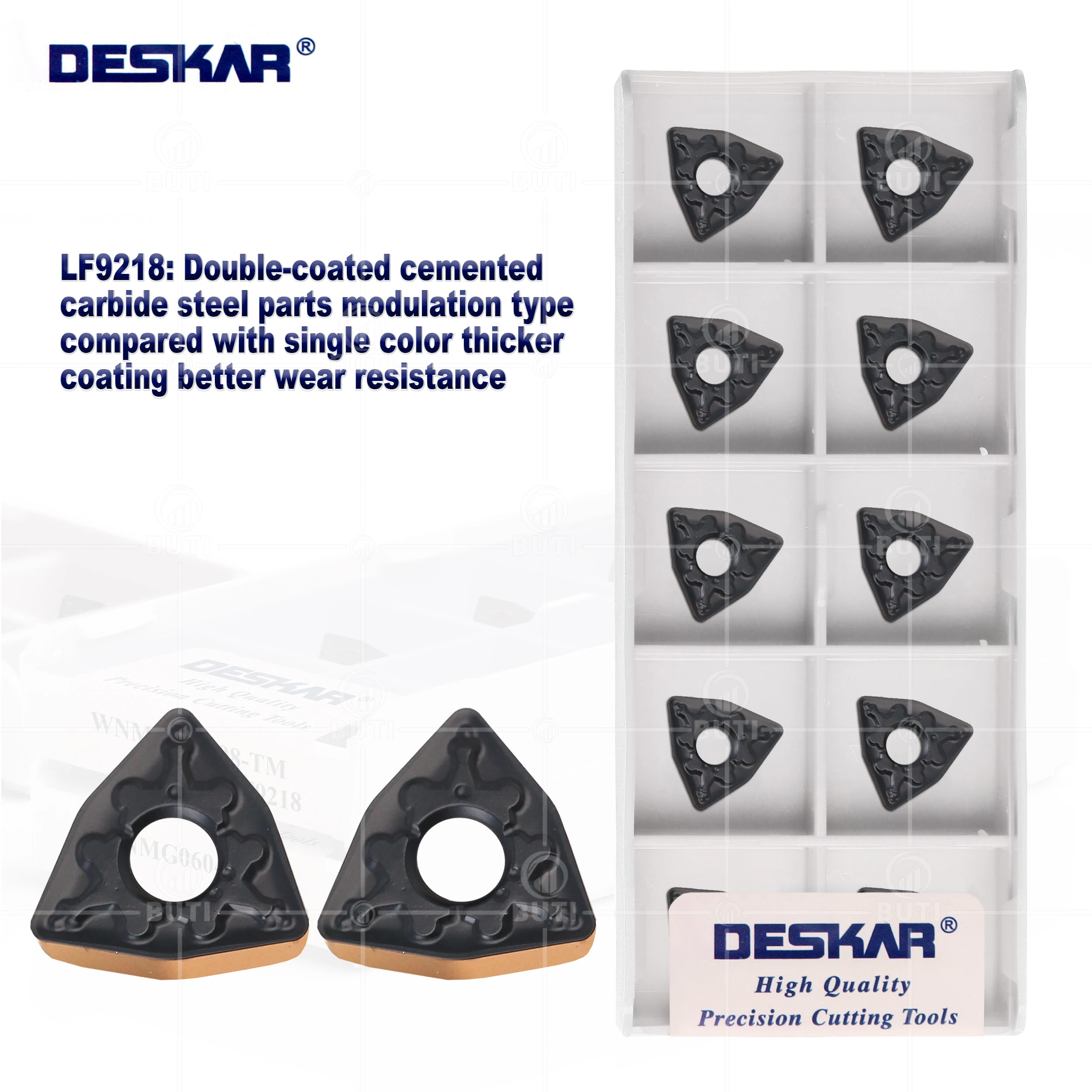 Deskar 100 Original Wnmg060408 tm Lf9218 Carboneto de Duas Cores Insere Torno Cnc Cortador de Corte Wnmg Ferramenta de Torneamento para a Máquina de Metal