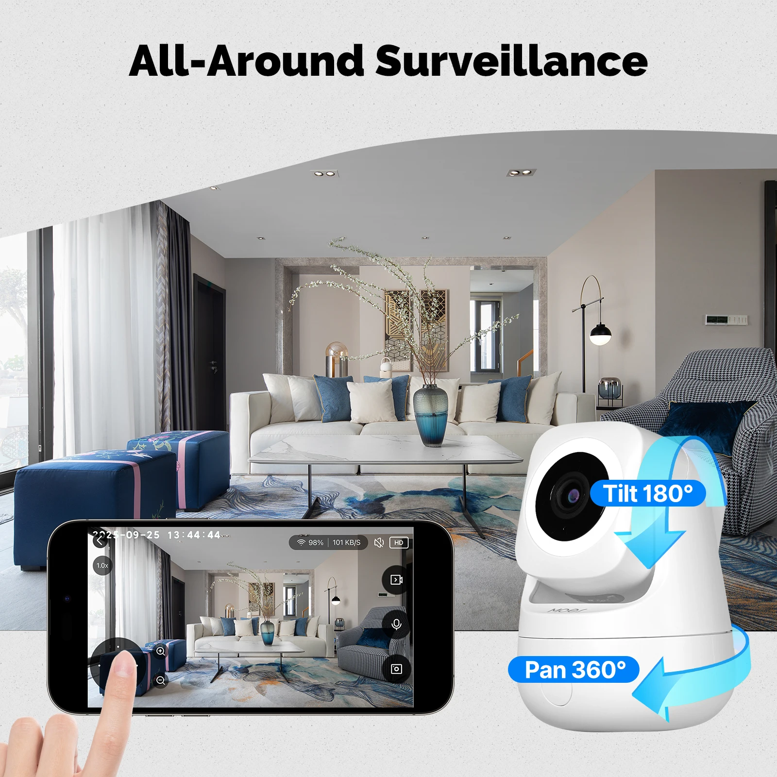 MOES 3MP HD Indoor Security Camera,360° Panoramic View,Tuya APP Control,Works with Alexa & Google Home,for Home Baby Pet Monitor