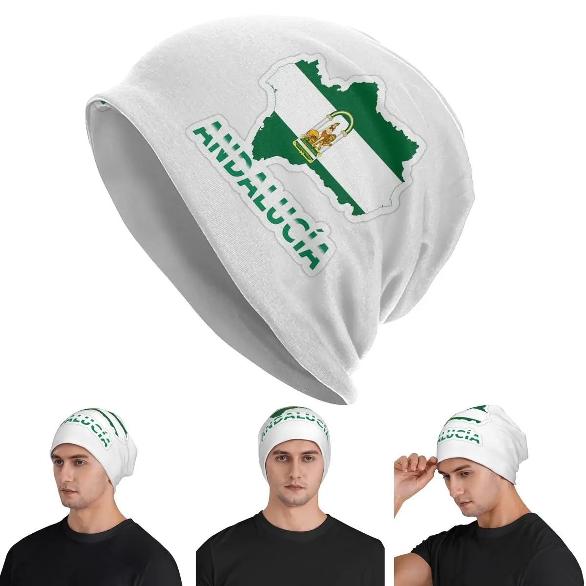Spain Flag Andalusia Men Women Adult Beanies Caps Knitted Bonnet Hat Warm Fashion Autumn Winter Outdoor Skullies Hats