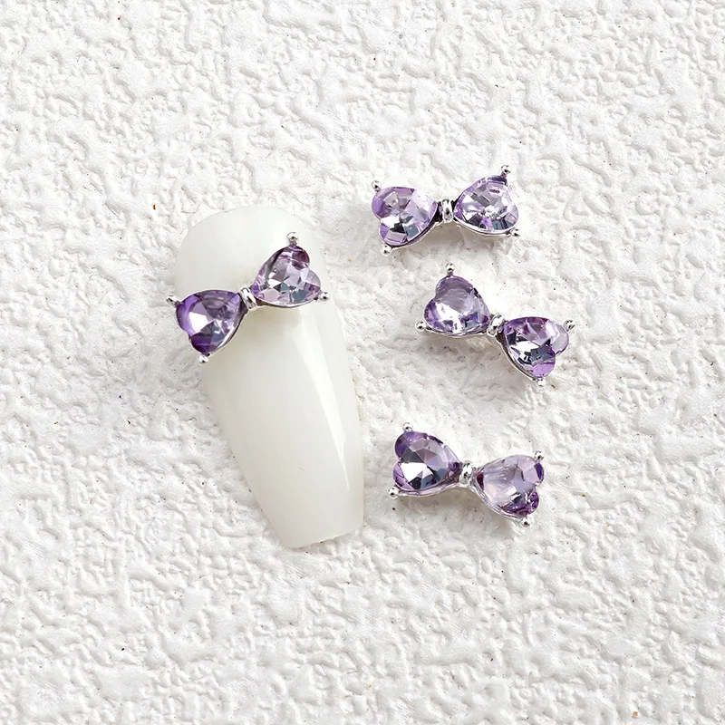 10 قطعة ربطة القلب مسمار الفن السحر الملونة K9 الزجاج كريستال الماس والمجوهرات الأحجار الكريمة الفرنسية سوبر تألق سبيكة مسمار الديكورات