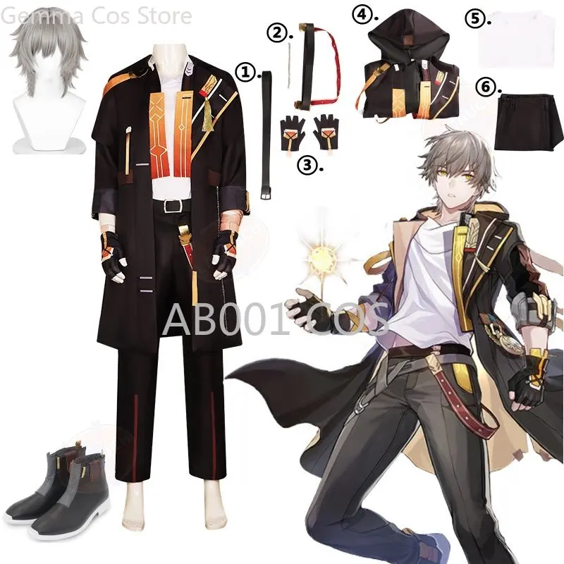 

Protagonist Trailblazer Cosplay Game Honkai Star Rail Costume Wigs Anime Men Uniform Suit Halloween Party Masquerade Costume Set