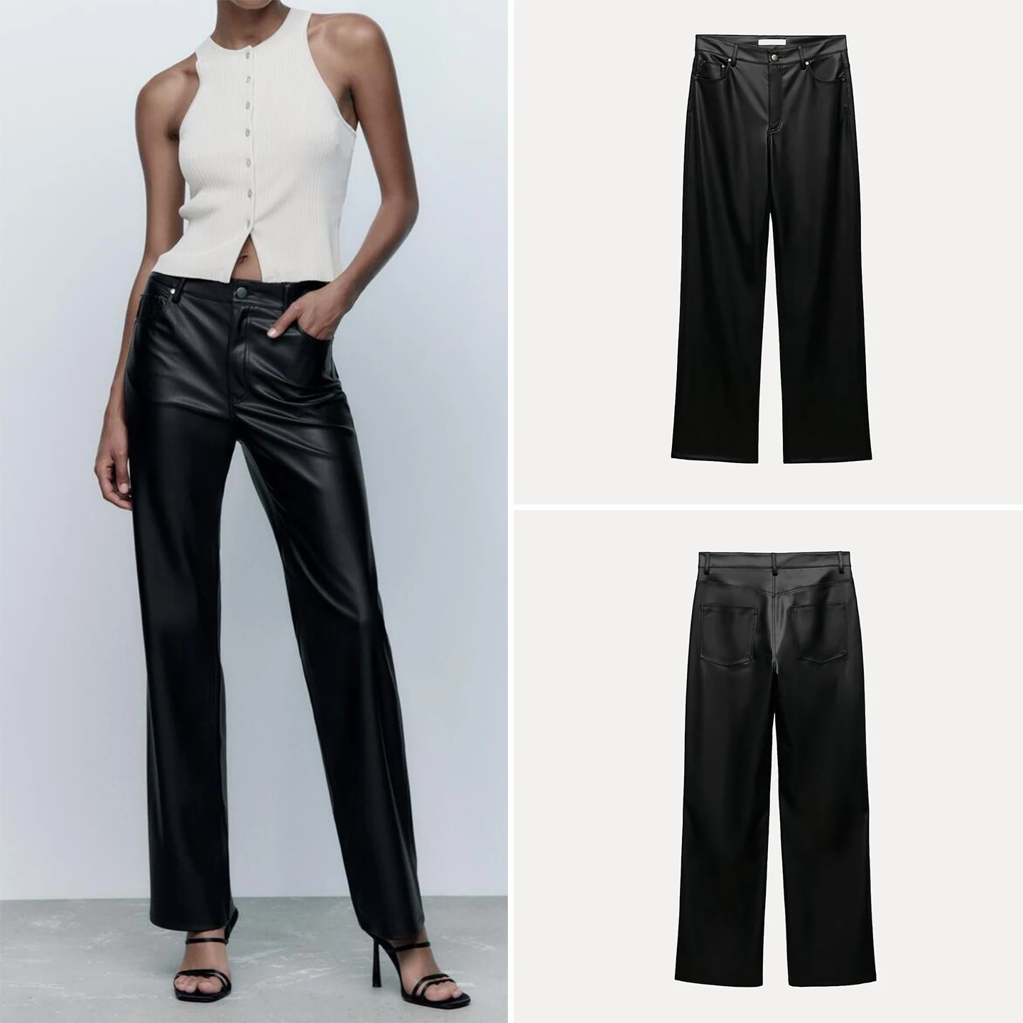 Z Pantaloni a gamba larga a vita alta Pantaloni larghi a taglio dritto Faion da donna Autunno 2025 Pantaloni casual a vita alta