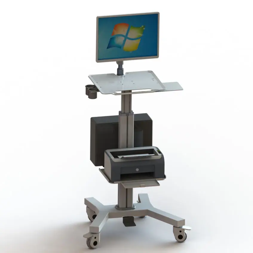 Portable Hospital Computer Trolley Height Adjustable Customizable Medical Workstation Trolley for Use in Hospitals and Clinics