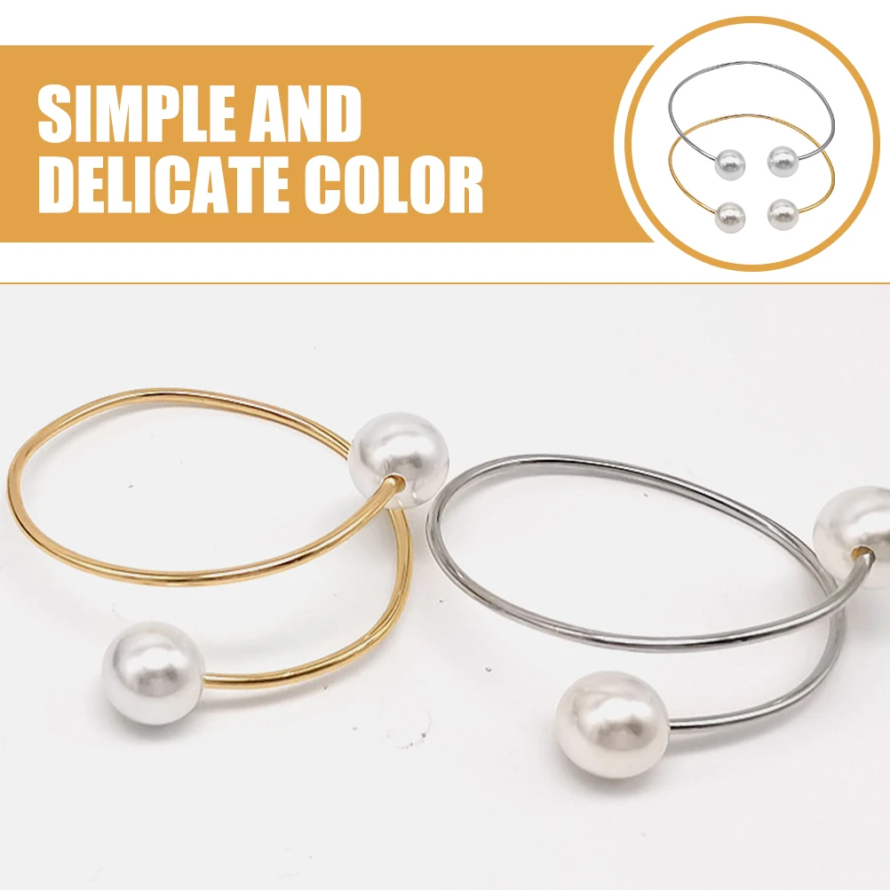 

2pcs Pearl Curtain Tiebacks Elegant Decorative Home Window Buckles Gold Silver Bedroom Living Room Accessories