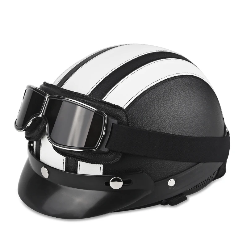 Motorradbrille Winddichte Motorradhelm-Brille Sonnenbrille Retro Universal Faltbare Leder-Retro-Motorradzubehör